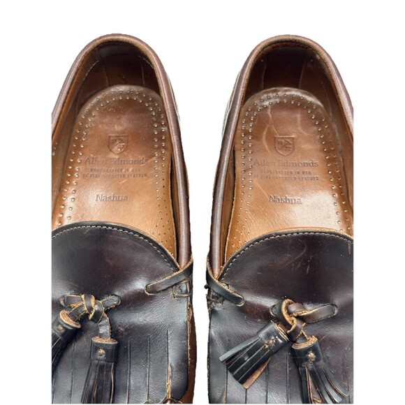 Vintage Allen Edmonds Mens Sz 9 Nashua Loafers Kiltie Tassel Black/Brown Leather main image 12